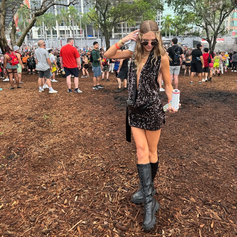 Black and Gold Sequin Mini Dress